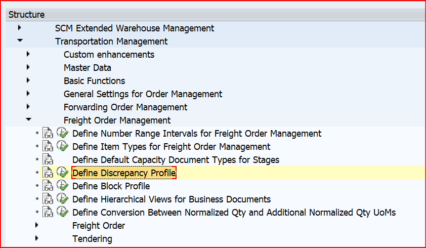 Discrepancy Types – SAP SPRO Screen>